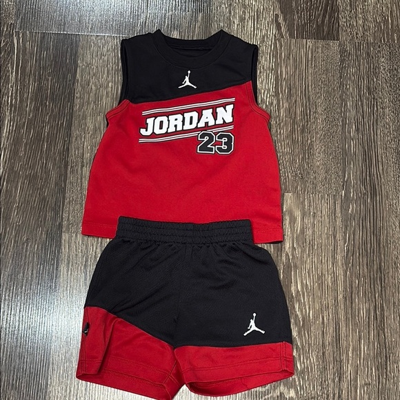 Jordan Kids Red and Black Tank Top and Shorts Set size 12 months - Picture 1 of 10